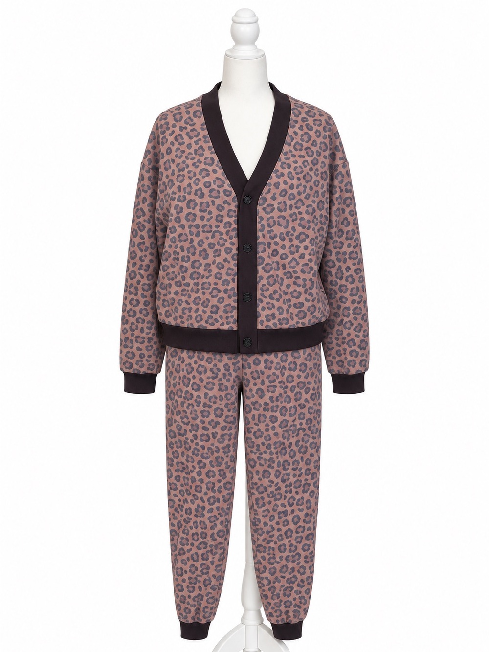 SOL ANGELES Leopard Print Cardigan & Jogger Pants Set Size L
